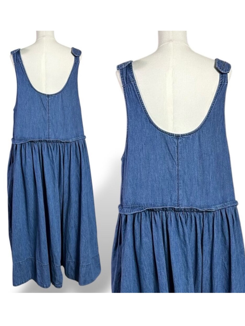 Free People Soraya Light Denim Sky Drop Waist Midi Jumper Dress - Picture 7 of 10